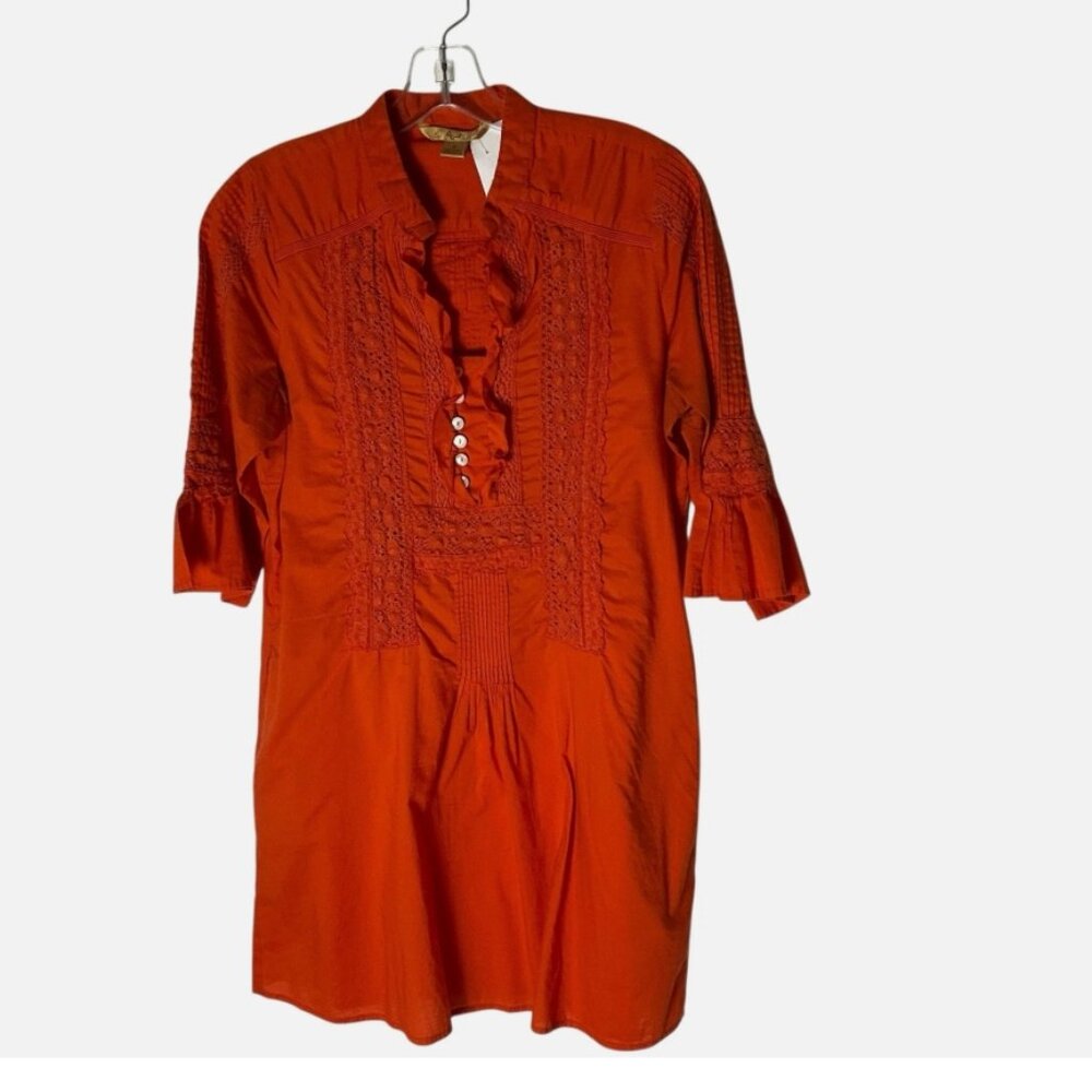 April Cornell Pleated‎ Lace Tunic Top